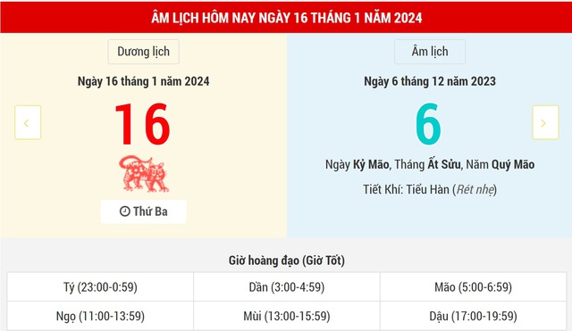  Lịch Âm hôm nay (17-1): Mùng 7 tháng Chạp 第1张