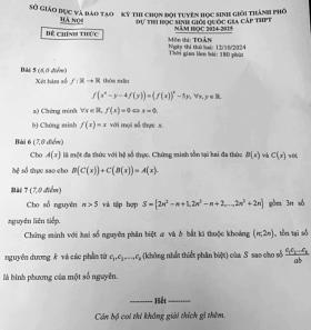 Đề chọn đội tuyển Toán thi học sinh giỏi quốc gia của Hà Nội ngày 2 